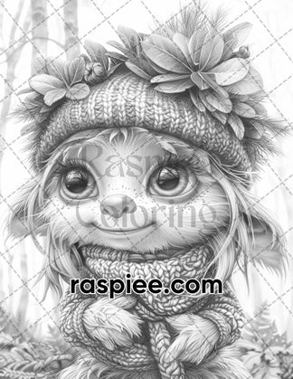 65 Fantasy Little Trolls Grayscale Adult Coloring Pages Printable PDF