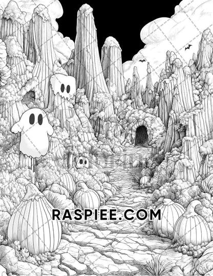 Halloween Surreal Adult Coloring Pages Printable PDF Instant Download - RASPIEE