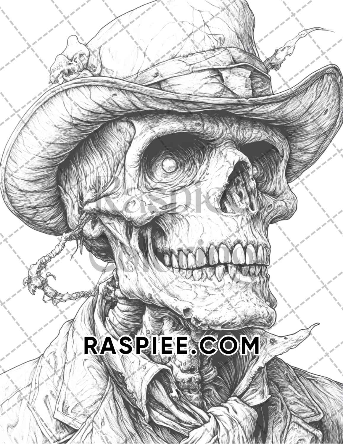 Victorian Zombies Halloween Adult Coloring Pages Printable PDF