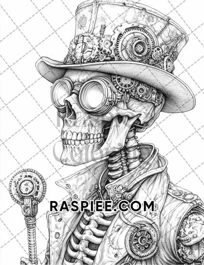 Steampunk Halloween Adult Coloring Pages Printable PDF Instant Download