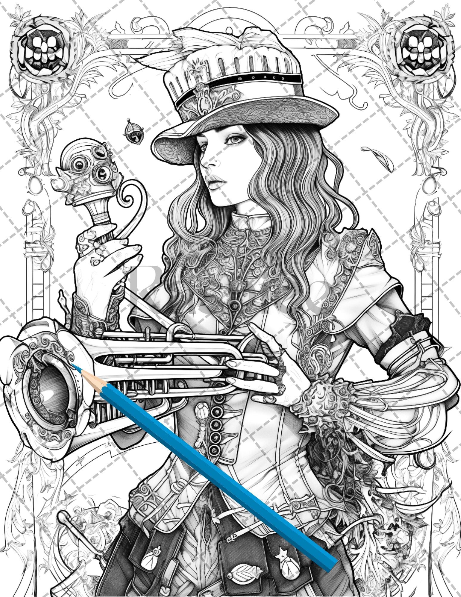 30 Steampunk Girls Coloring Pages Printable for Adults, Victorian Inspired Adult Grayscale Coloring Book, PDF File Download - raspiee