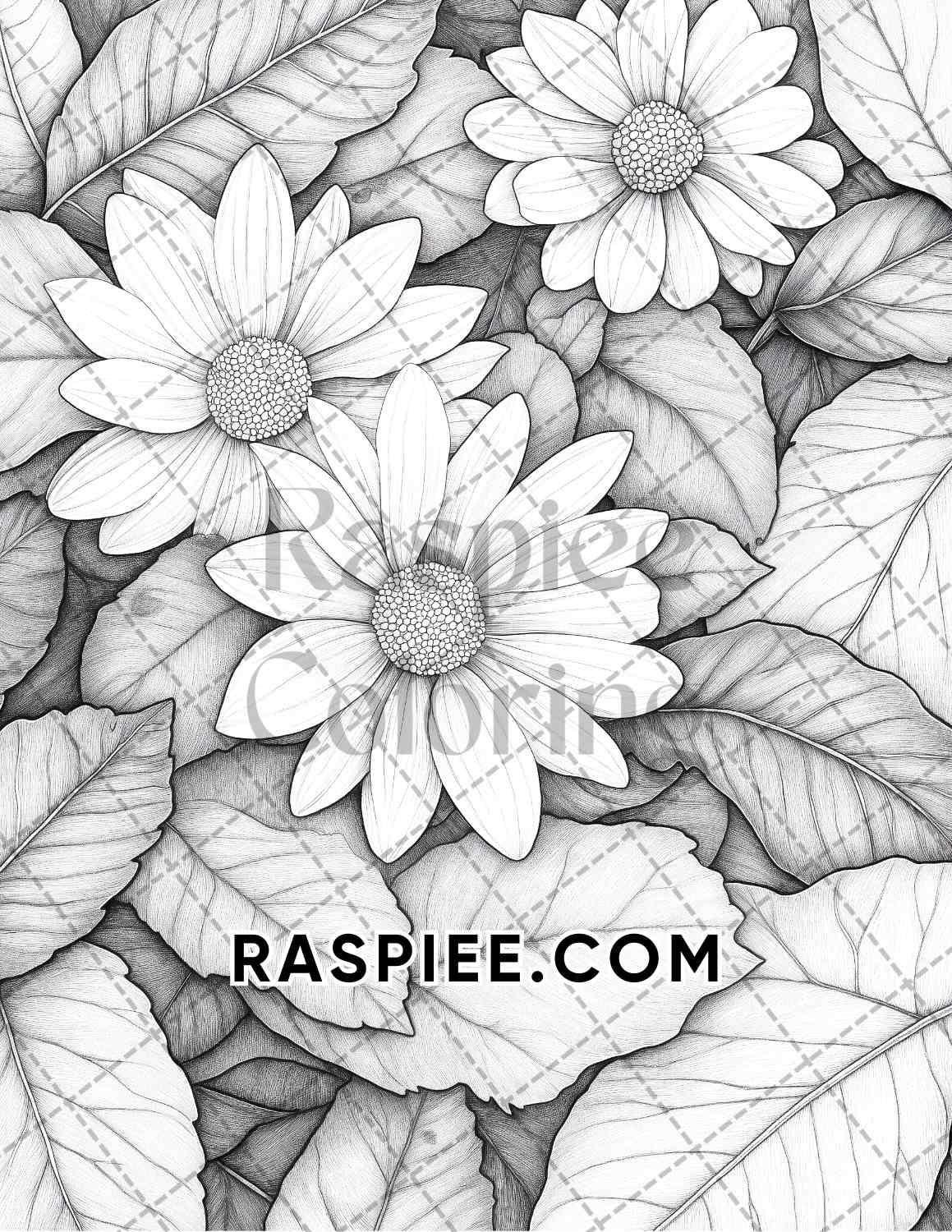 Fall Flowers Adult Coloring Pages Printable PDF Instant Download - RASPIEE