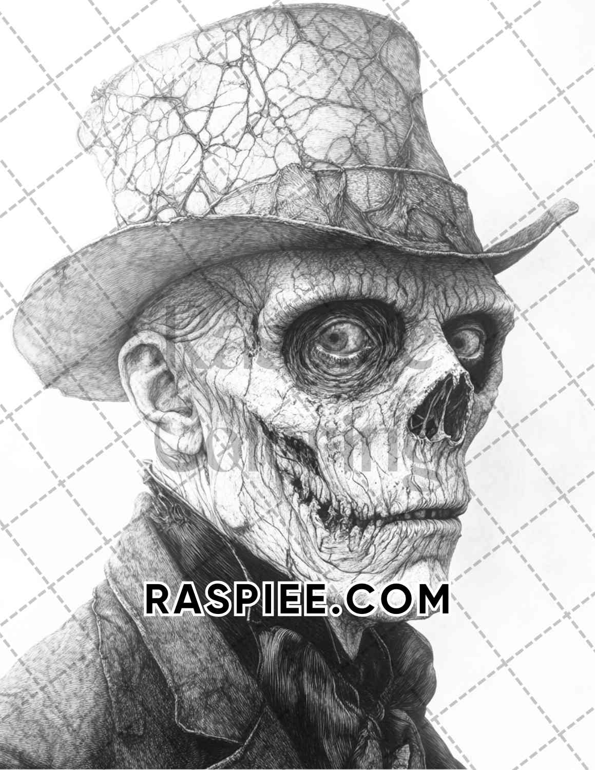 Victorian Zombies Halloween Adult Coloring Pages Printable PDF