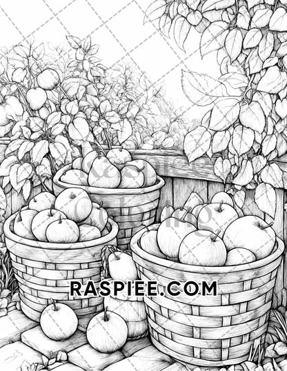 Autumn Charm Adult Coloring Pages Printable PDF Instant Download - RASPIEE