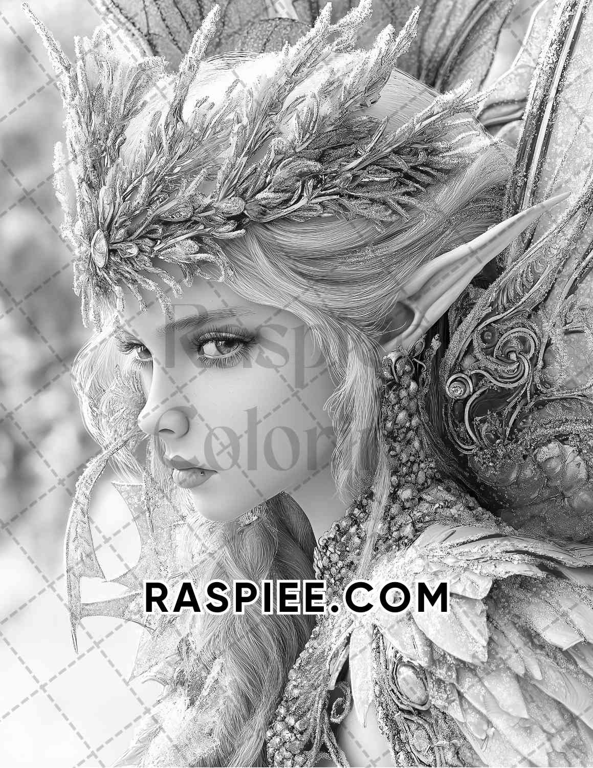 Fairy Beauties Portrait Adult Coloring Pages Printable PDF Instant Download