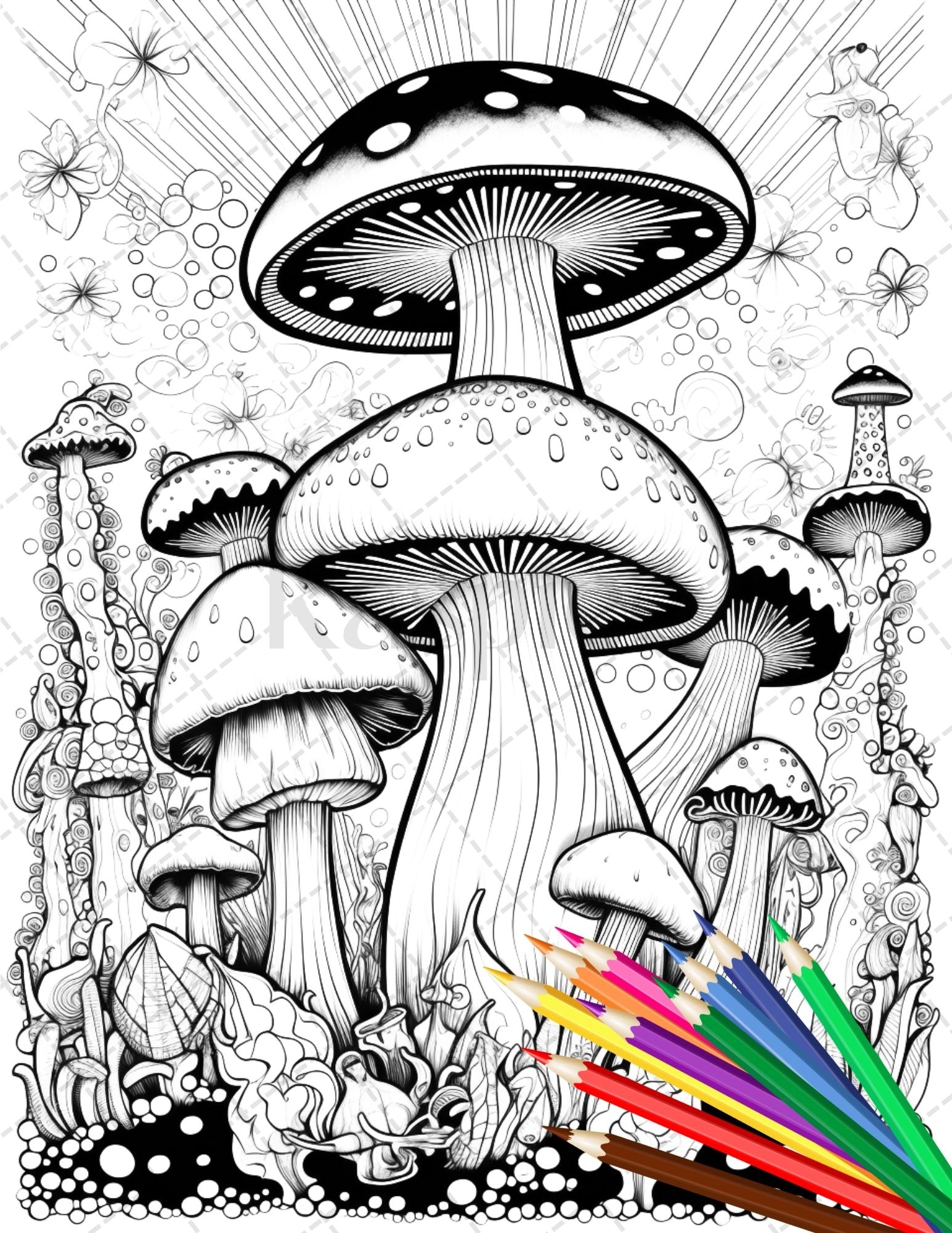 Trippy Coloring Book for Adults: Psychedelic& Mushroom Coloring Pages for  Adults to Color