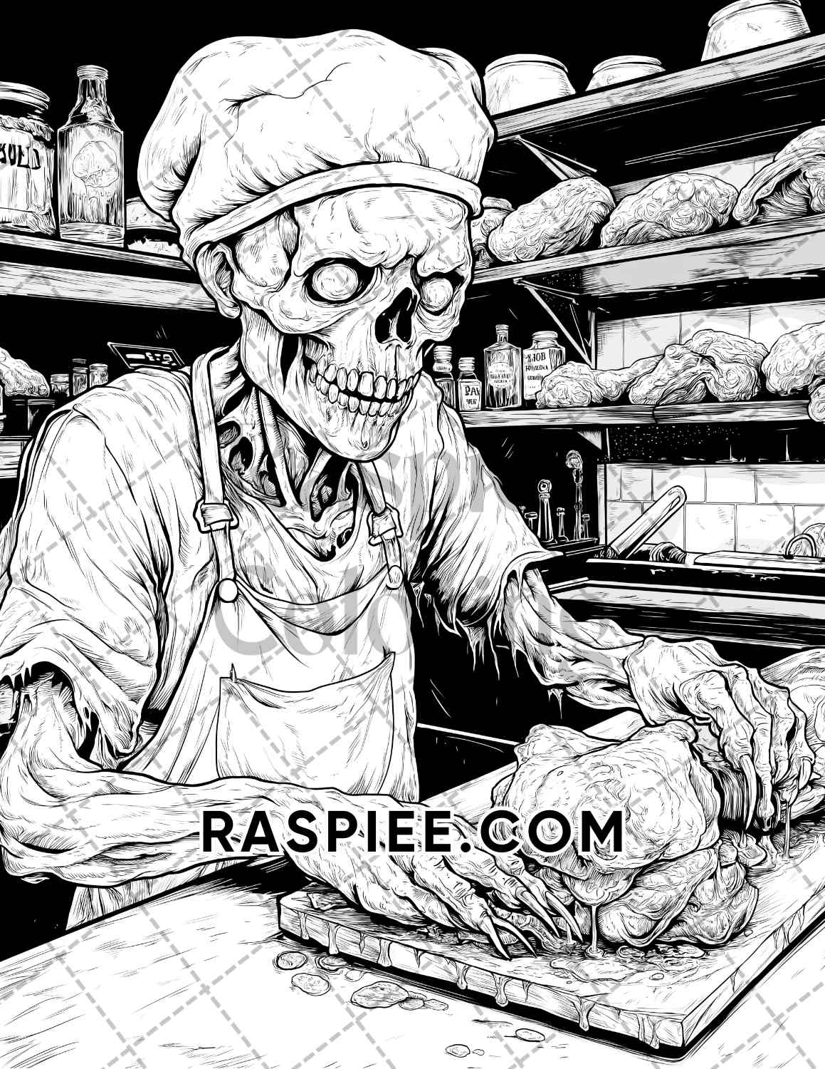 Scary Zombies Halloween Adult Coloring Pages Printable PDF Instant Download