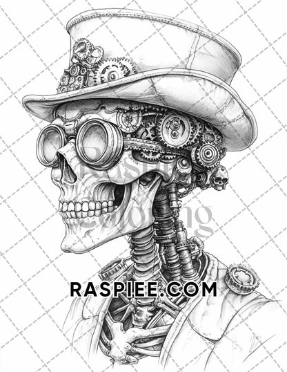 Steampunk Halloween Adult Coloring Pages Printable PDF Instant Download