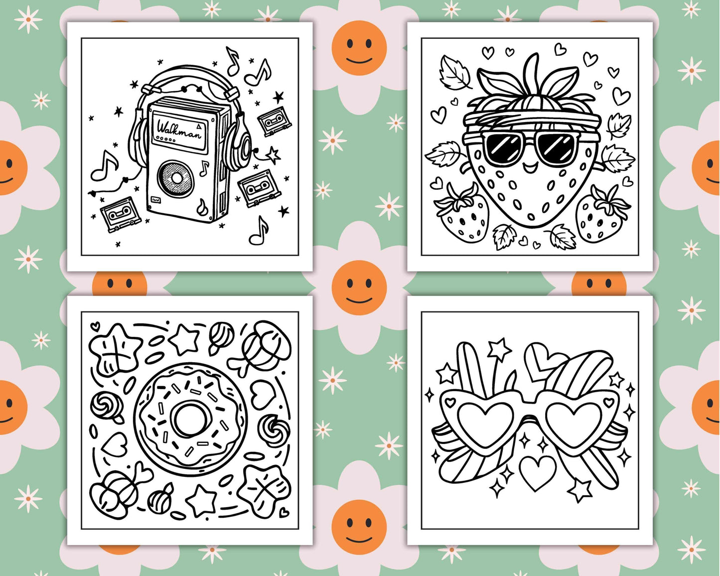 127 Bold and Easy Cute Groovy Coloring Pages - RASPIEE