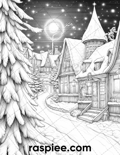 Relaxing Winter Coloring Book: Large Print Coloring Pages for Adults, Featuring Relaxing Beautiful Christmas Scenes .. [Book]