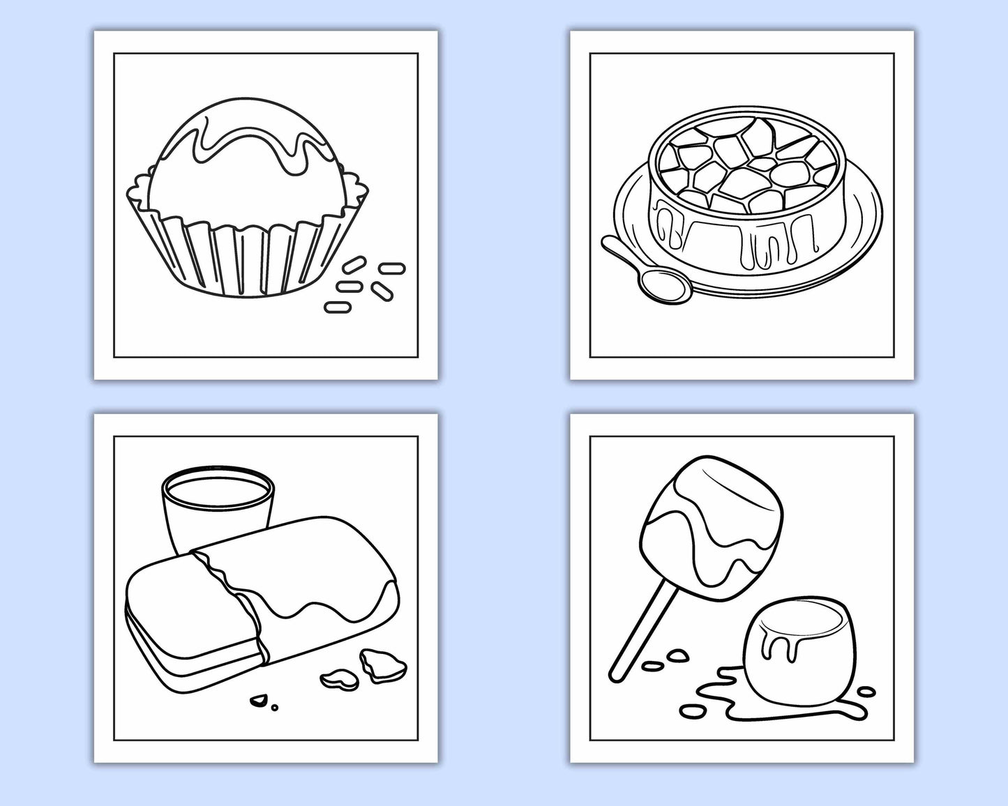 88 Bold and Easy Dessert Coloring Pages - RASPIEE