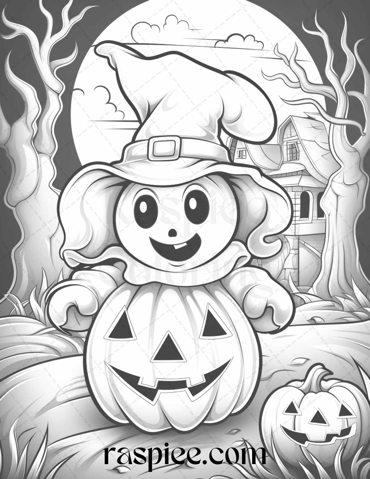 Halloween Cute Ghosts Grayscale Coloring Printable for Adults and Kids, Instant Download Fun Halloween Activity, Ghost-themed Coloring Sheets, Digital Download Halloween Crafts, Family-friendly Halloween Party Activity"