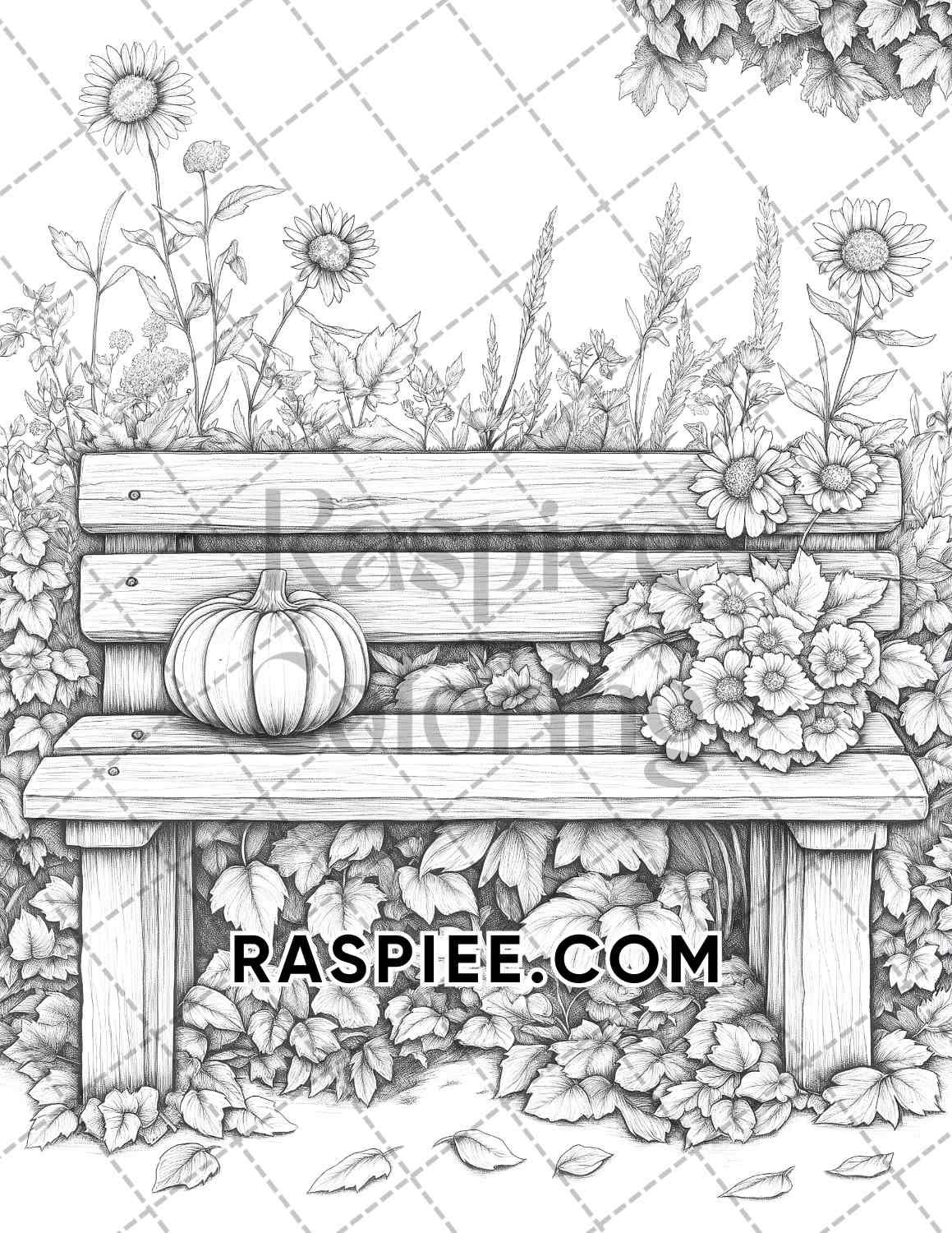 Fall Flowers Adult Coloring Pages Printable PDF Instant Download - RASPIEE