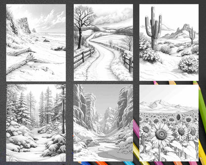 82 Winter Landscapes Adult Coloring Pages - RASPIEE