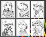 50 Dogs Dressed Up Adult Coloring Pages Printable PDF Instant Download ...