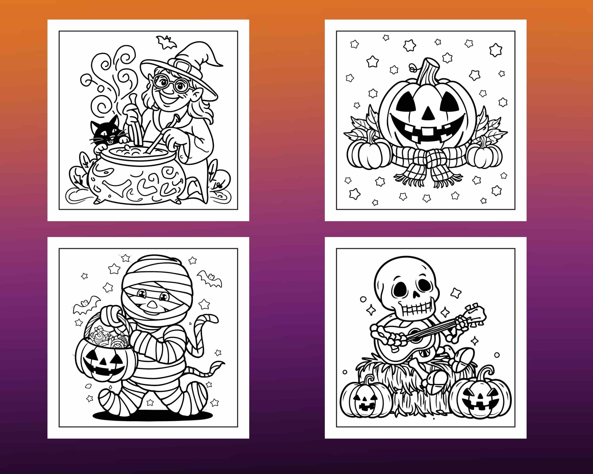 84 Cozy Halloween Bold & Easy Coloring Pages Printable PDF Instant Download - RASPIEE