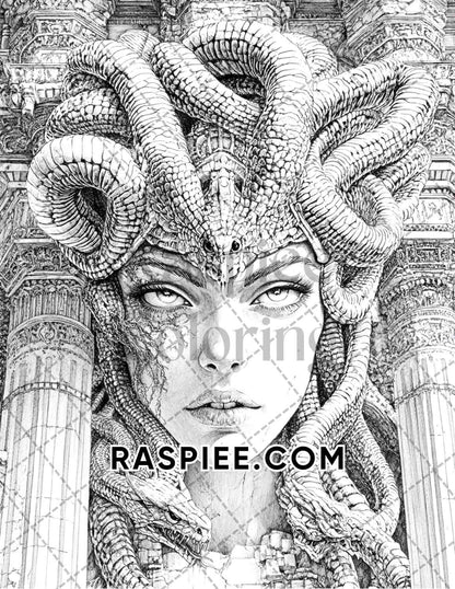 Nightmarish Creatures Halloween Adult Coloring Pages Printable PDF Instant Download