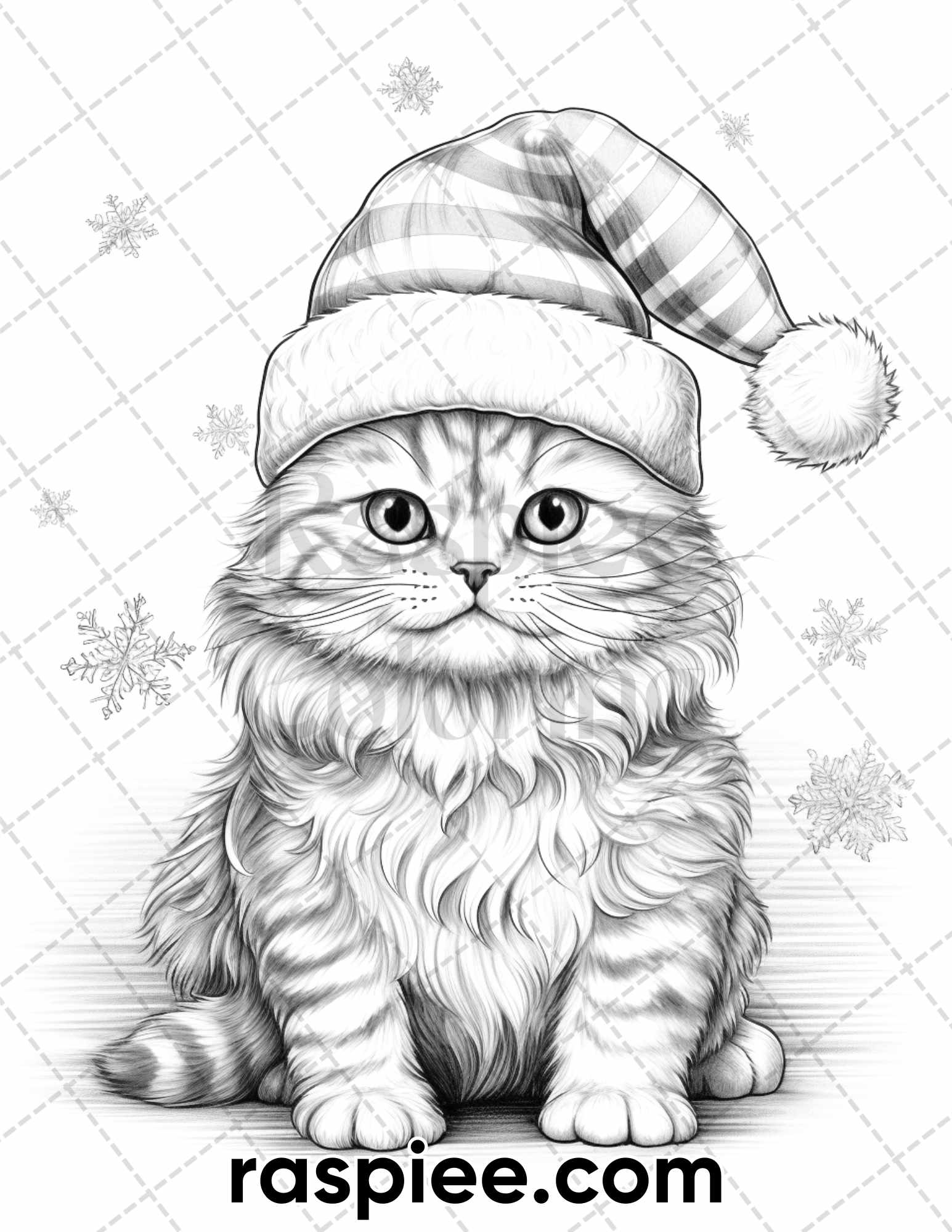 Christmas Cats Grayscale Coloring Page, Adult Coloring Book Cat Illustration, Xmas Cat Coloring Sheet for Download, Winter Cat Coloring Pages, Winter Animal Coloring Pages, Christmas Coloring Pages, Xmas Coloring Pages, Christmas Coloring Book Printable, Holiday Coloring Pages, Pet Coloring Pages, Kitten Coloring Pages