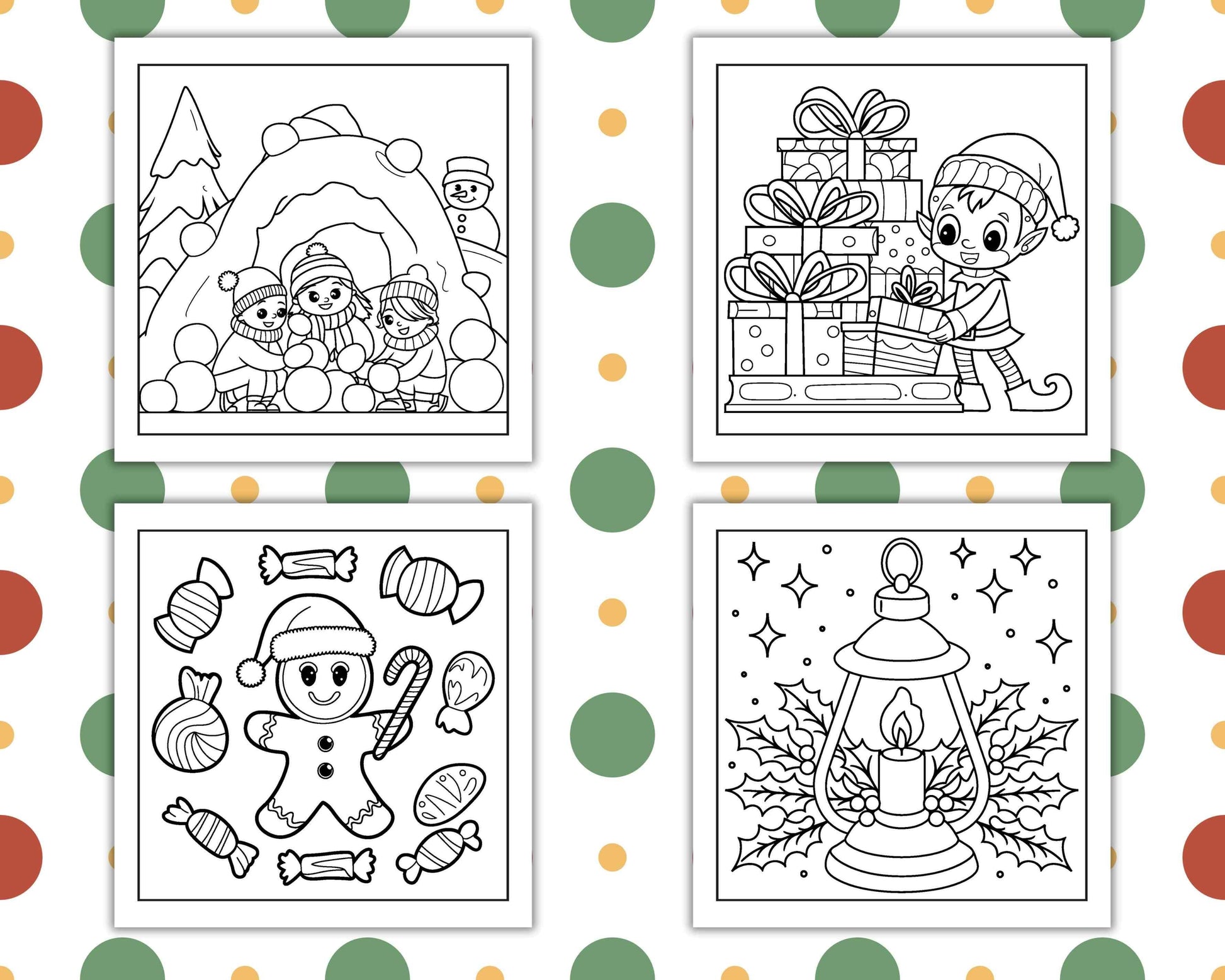 120 Bold and Easy Christmas Coloring Pages Printable PDF Instant Download - RASPIEE