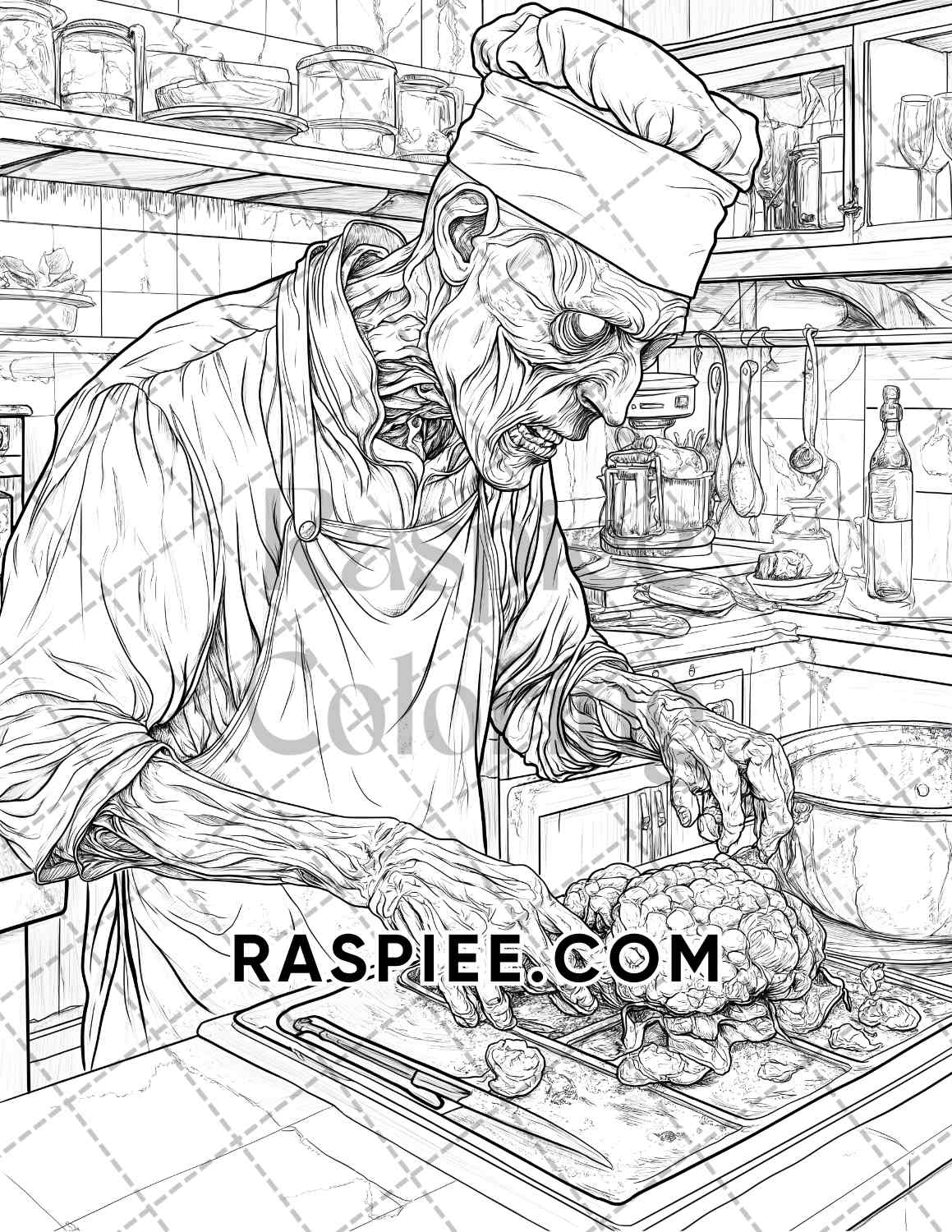 Scary Zombies Halloween Adult Coloring Pages Printable PDF Instant Download