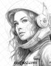 50 Astronaut Girl Portrait Grayscale Coloring Pages Printable for Adul ...