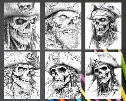 Zombie Pirates Halloween Adult Coloring Pages Printable PDF Instant Download