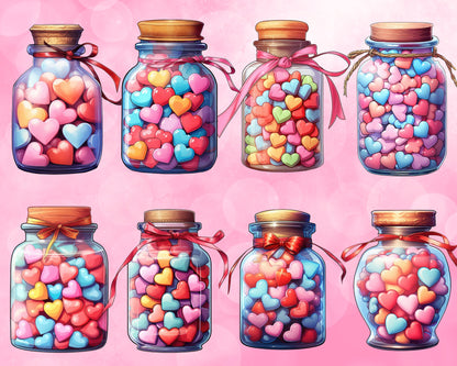 Valentine Candy In Jar Clip Art Bundle