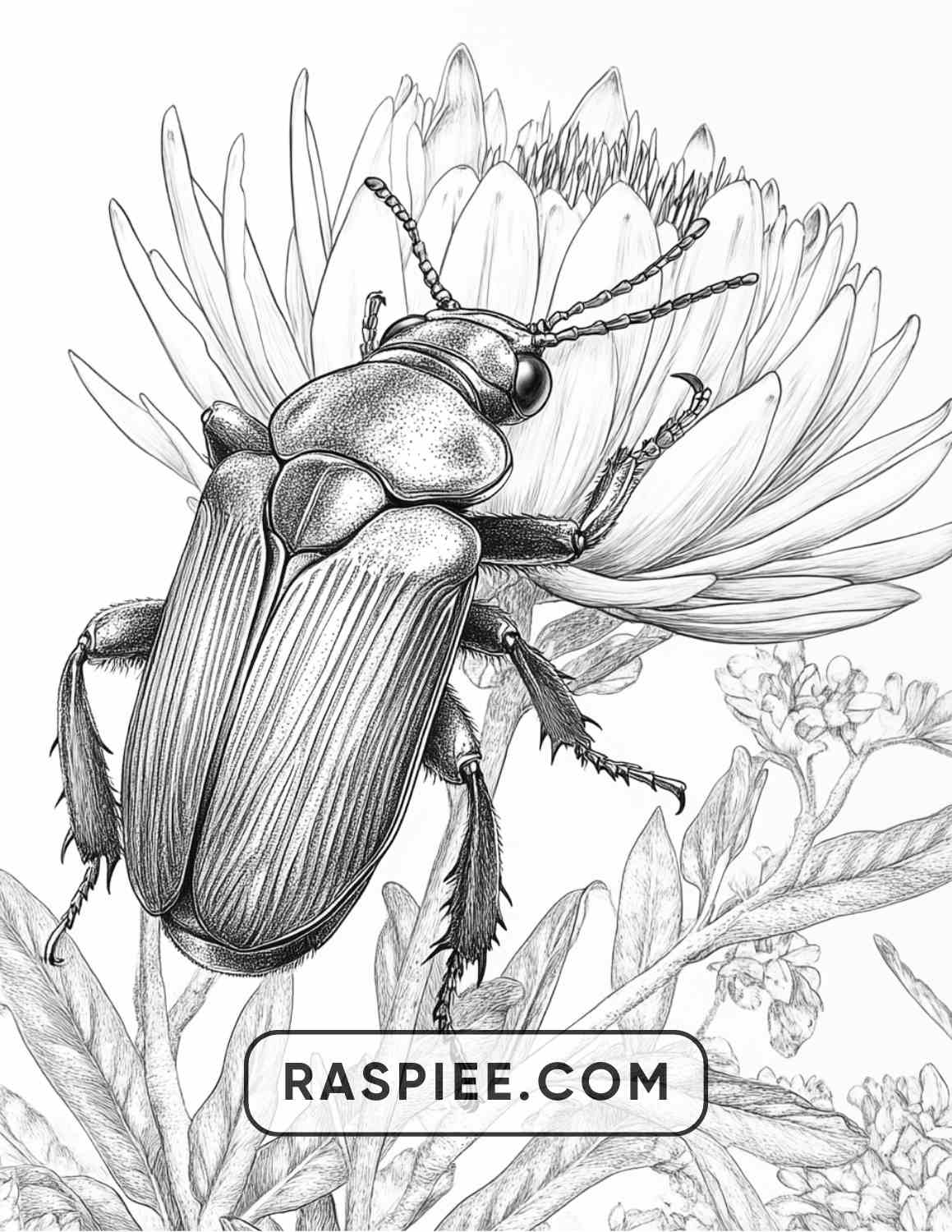 Insects and Flowers Adult Coloring Pages - RASPIEE