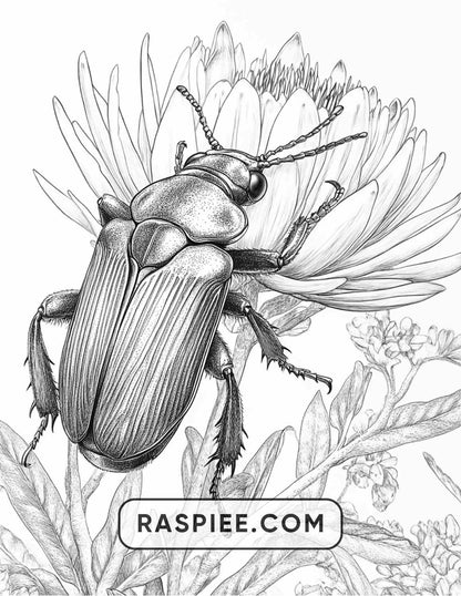 Insects and Flowers Adult Coloring Pages - RASPIEE