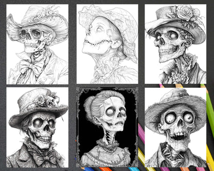 Victorian Zombies Halloween Adult Coloring Pages Printable PDF