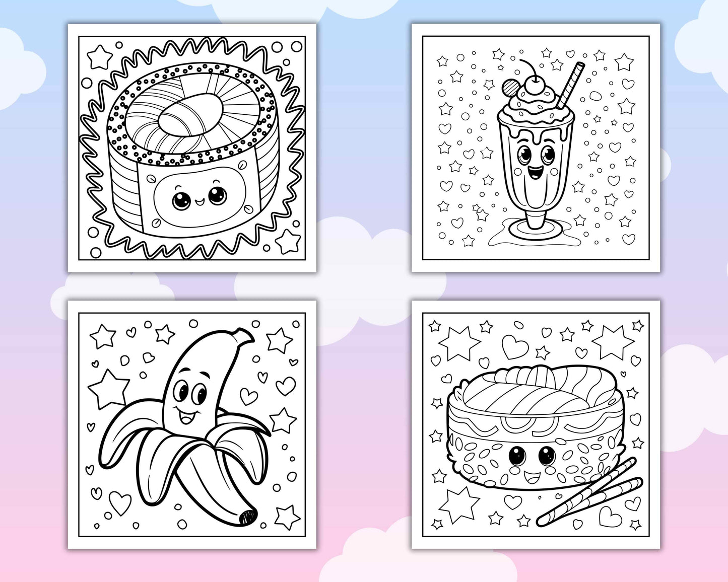 160 Bold and Easy Kawaii Food Coloring Pages - RASPIEE