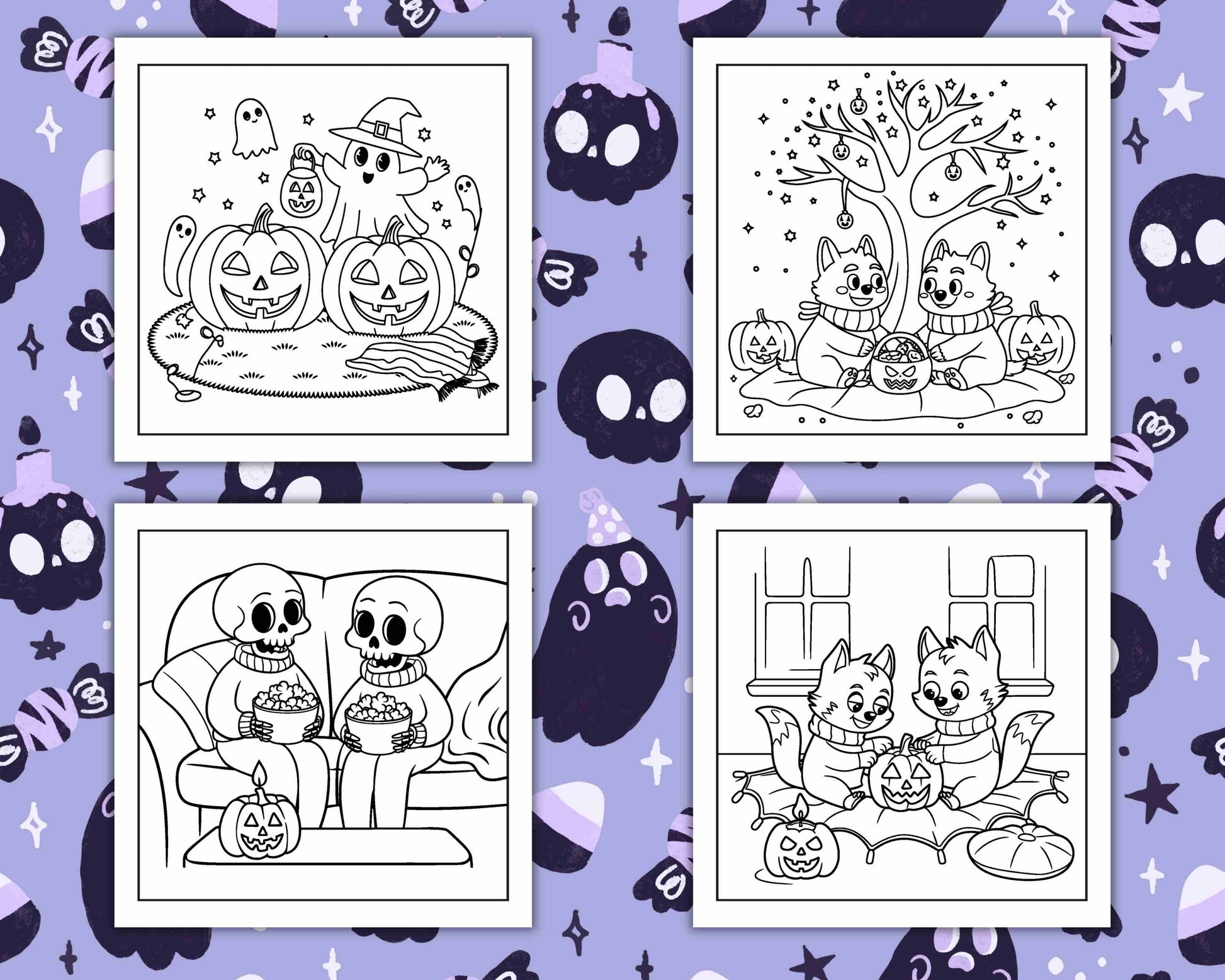 117 Bold and Easy Spooky Besties Halloween Coloring Pages - RASPIEE