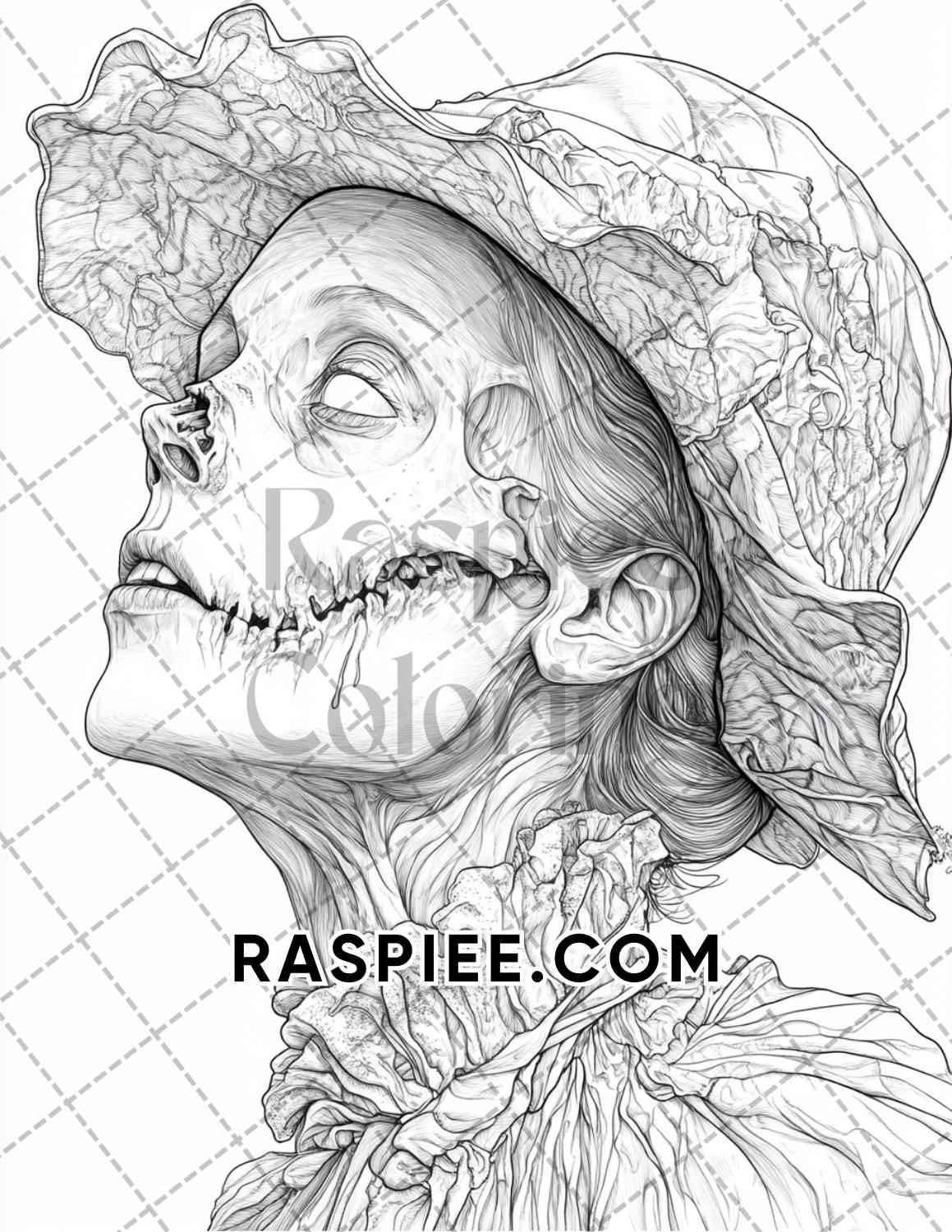 Victorian Zombies Halloween Adult Coloring Pages Printable PDF