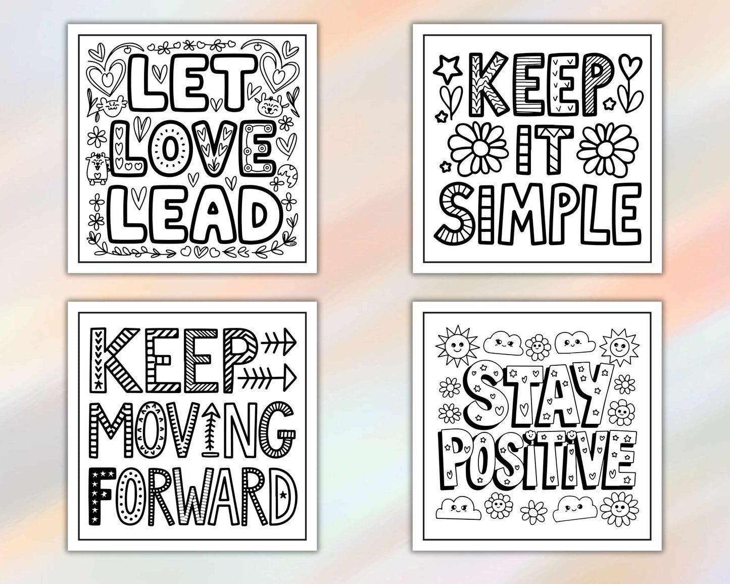 120 Bold and Easy Motivational Word Coloring Pages