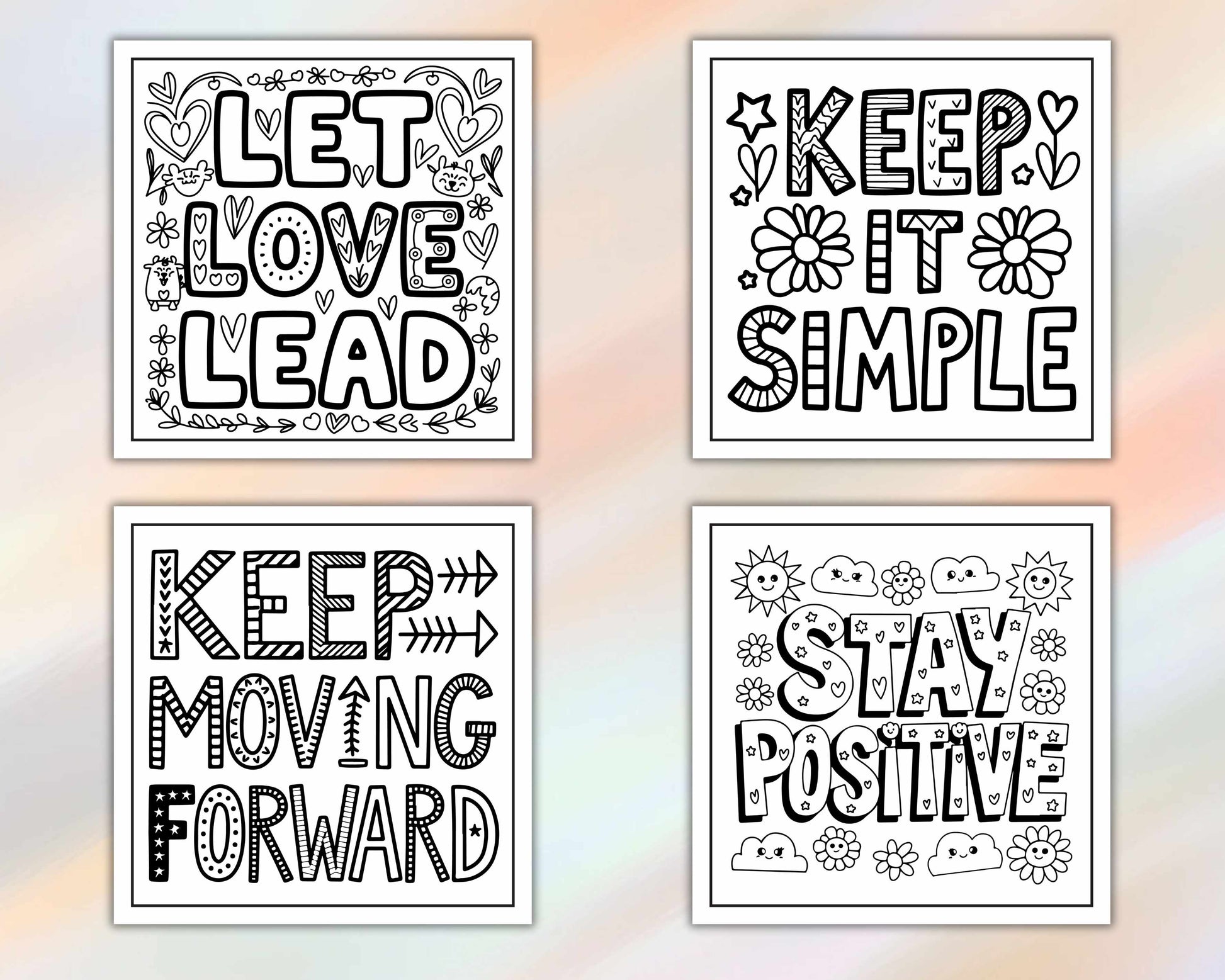 120 Bold and Easy Motivational Word Coloring Pages