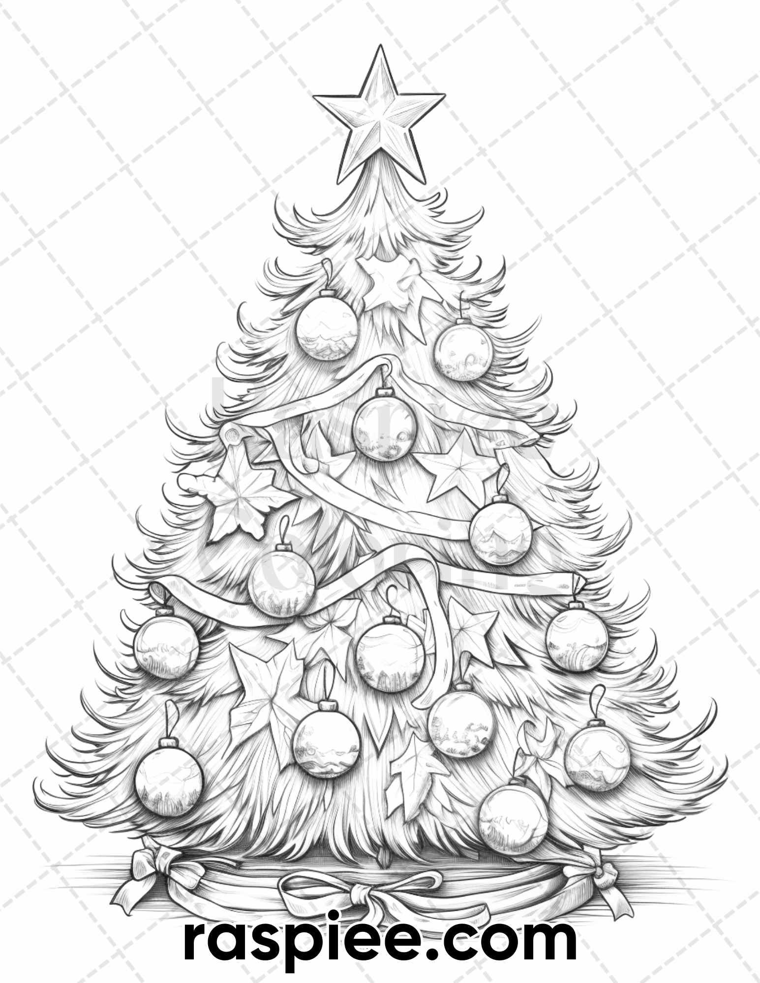 40 Christmas Tree Grayscale Coloring Pages for Adults, Printable PDF I – RASPIEE 40-christmas-tree-grayscale-coloring-pages-for-adults-printable-pdf-i-raspiee