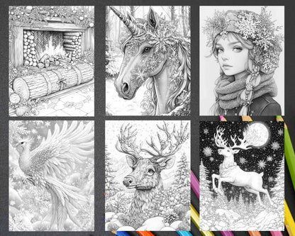 68 Christmas Fantasy Adult Coloring Pages