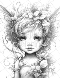 45 Adorable Chibi Fairy Grayscale Coloring Pages Printable for Adults ...