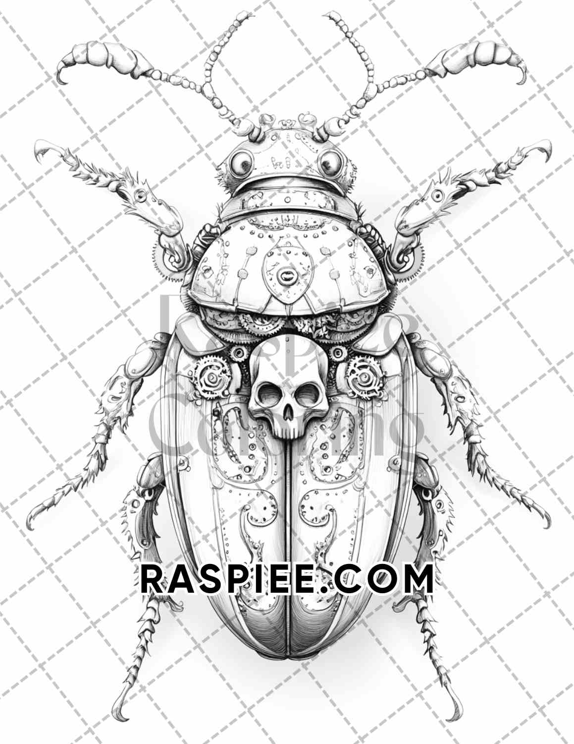 Steampunk Halloween Adult Coloring Pages Printable PDF Instant Download