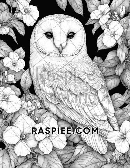 Flowers and Birds Adult Coloring Pages Printable PDF Instant Download - RASPIEE