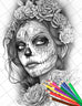 30 Printable Horror Bride Coloring Pages for Adults, Gothic Wedding Gr ...