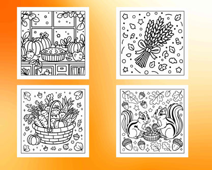 114 Cozy Autumn Bold & Easy Coloring Pages PDF Printable Instant Download - RASPIEE