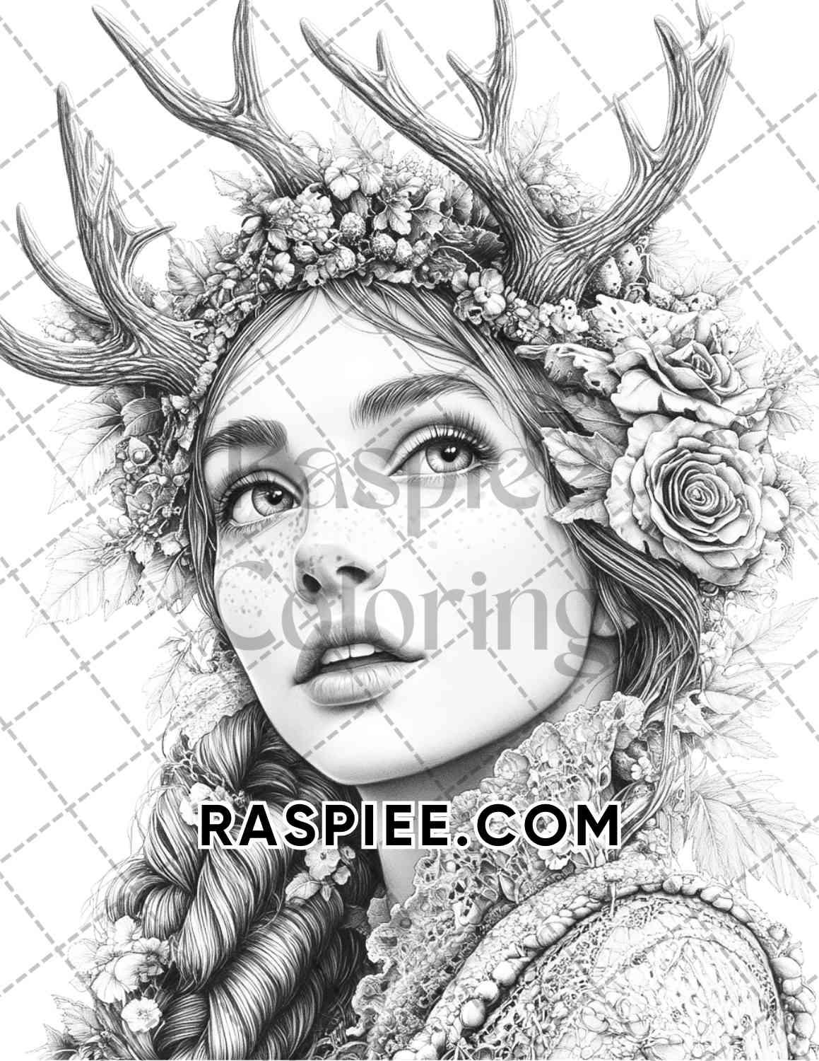 Enchanted Witches Adult Coloring Pages Printable PDF Instant Download - RASPIEE