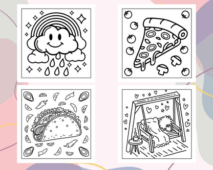 90 Bold and Easy Stress Relief Coloring Pages Printable PDF Instant Download - RASPIEE