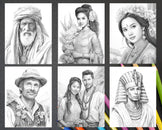 80 World Cultures Portraits Grayscale Adult Coloring Pages, Printable ...