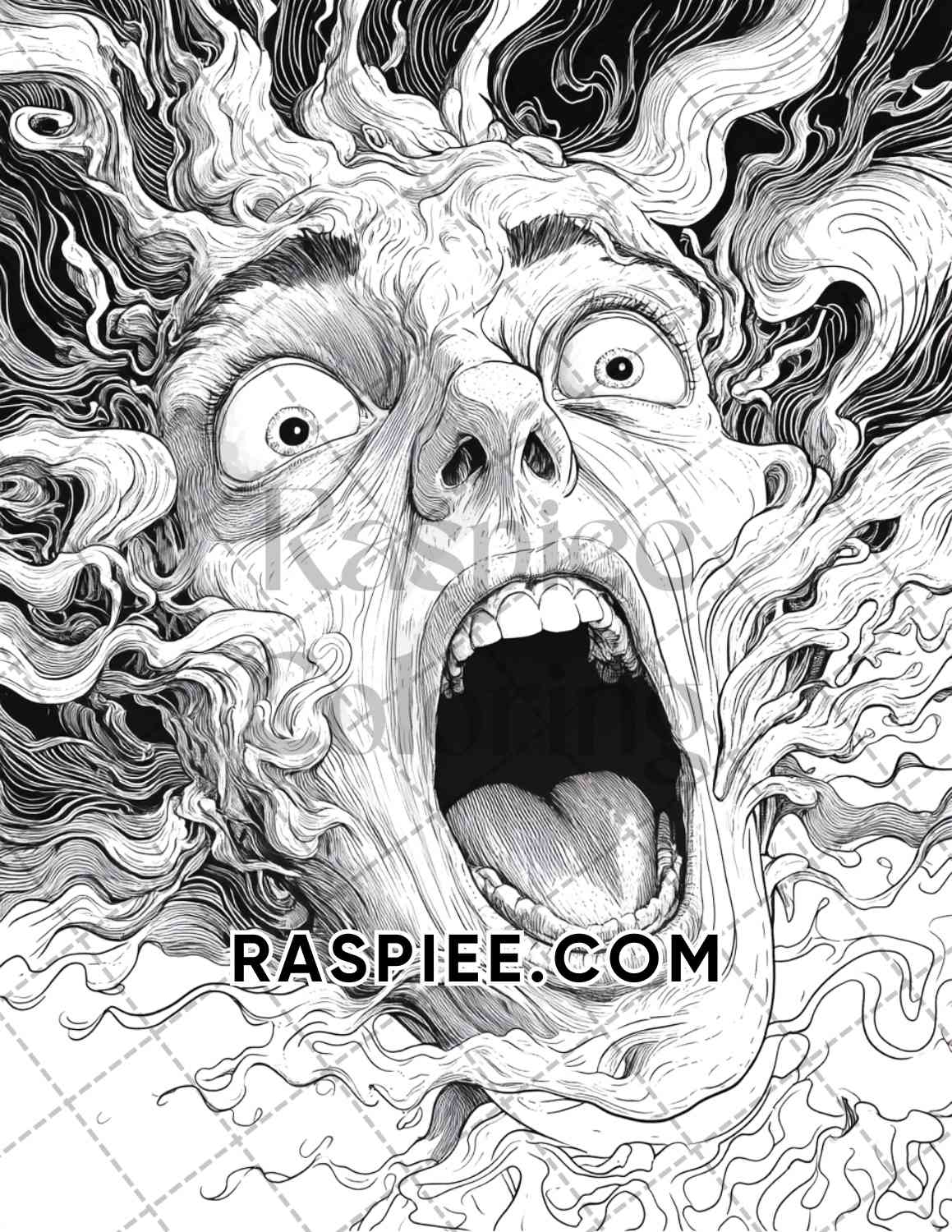 Horror Demons Halloween Adult Coloring Pages Printable PDF Instant Download