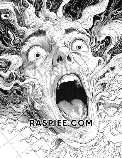 Horror Demons Halloween Adult Coloring Pages Printable PDF Instant Download