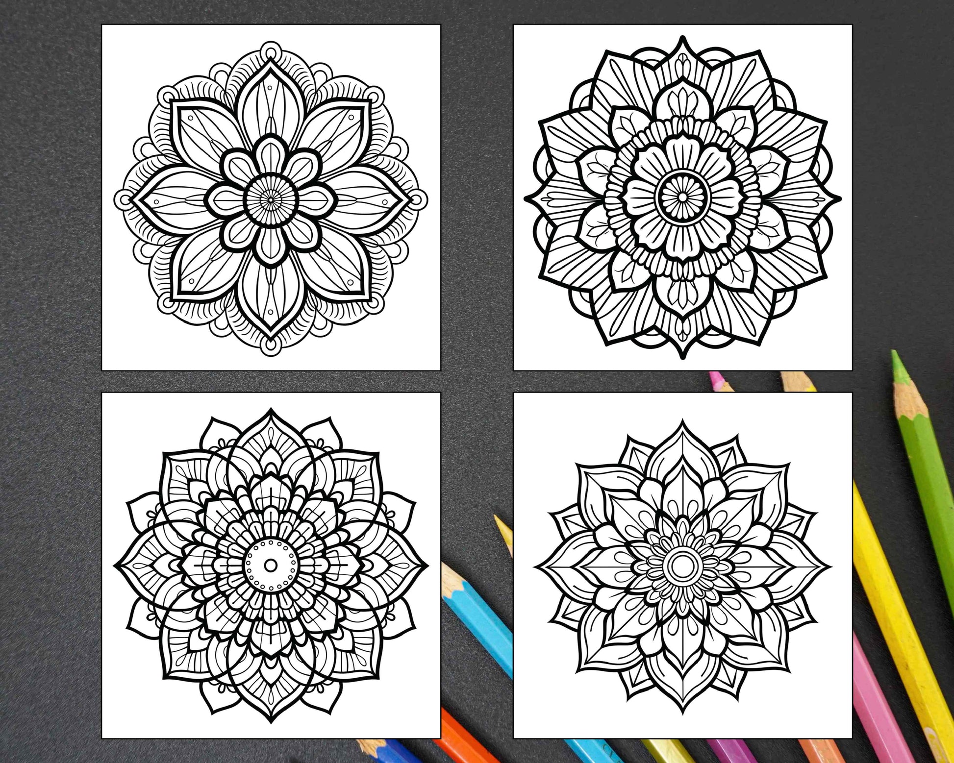 250 Mandala Adult Coloring Pages Vol.1 - RASPIEE