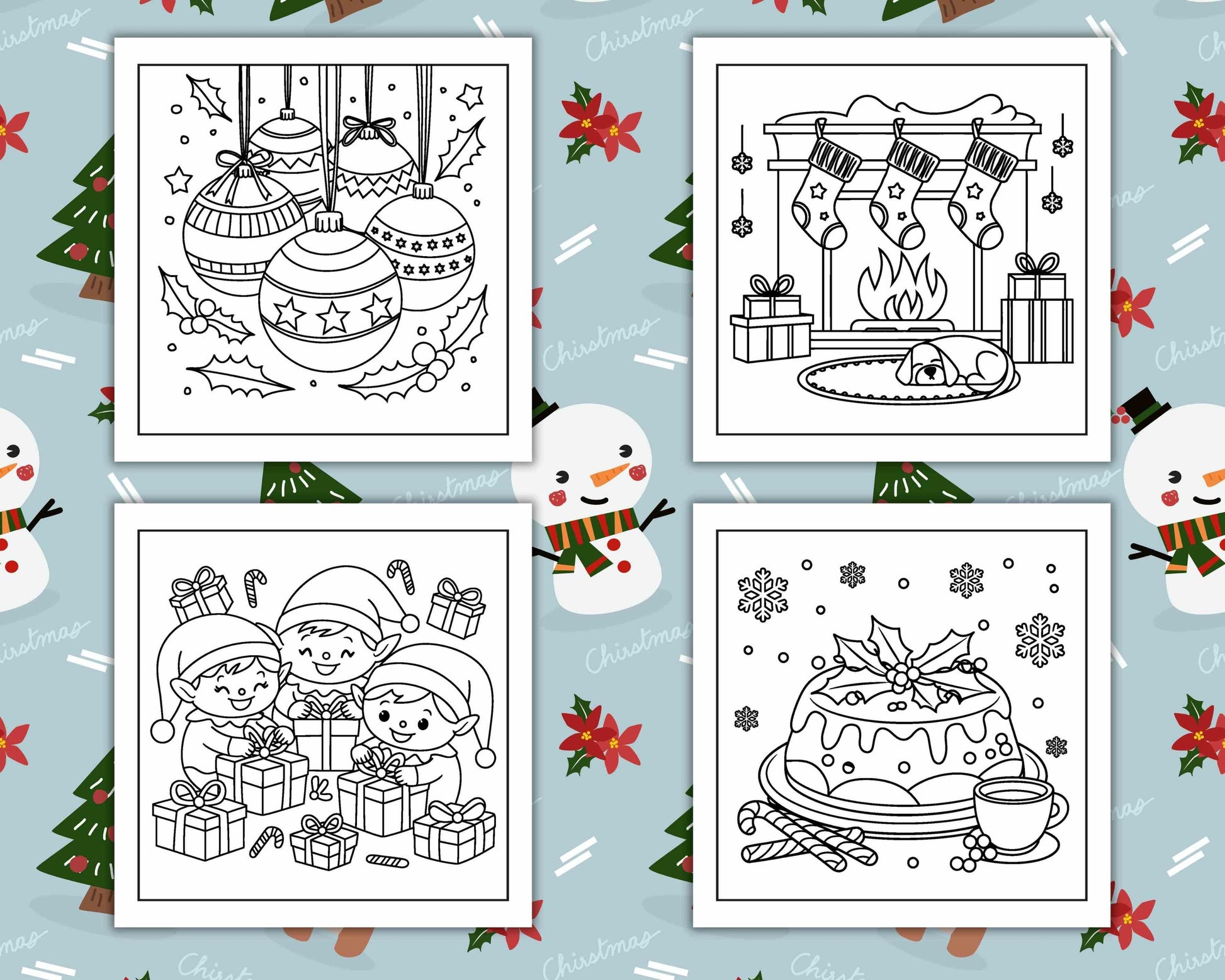 72 Bold and Easy Cute Christmas Coloring Pages - RASPIEE