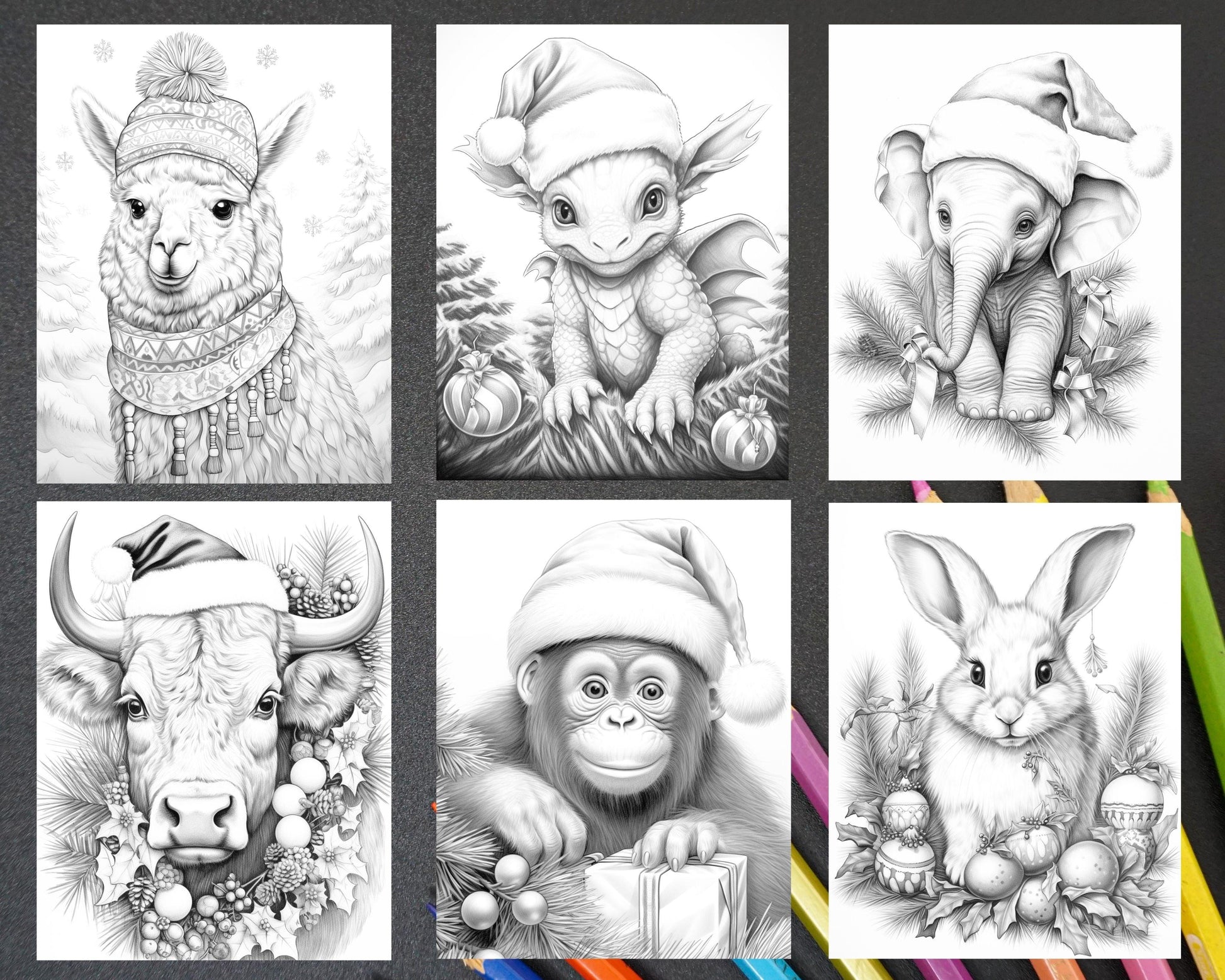 70 Christmas Animals Grayscale Coloring Pages Printable for Adults, PD β RASPIEE 70-christmas-animals-grayscale-coloring-pages-printable-for-adults-pd-raspiee